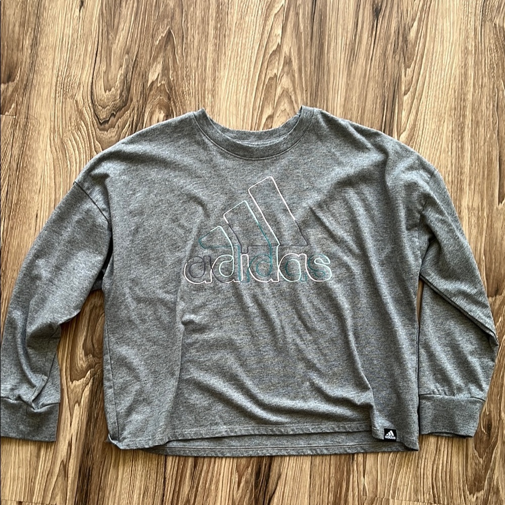 Adidas Heather Gray Logo Sweatshirt